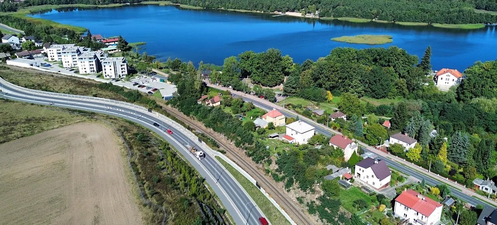 Velký bolevecký rybník — letecký pohled