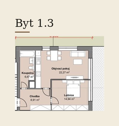 Půdorys bytu 1.3