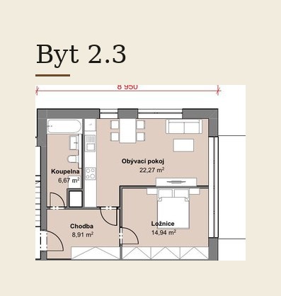 Půdorys bytu 2.3