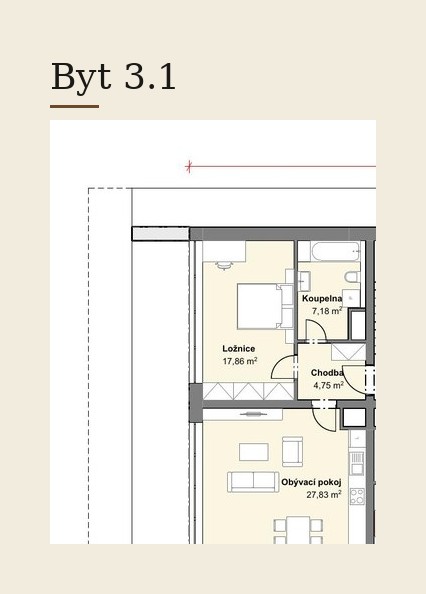 Půdorys bytu 3.1